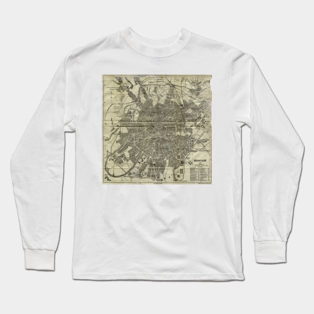 Vintage Map of Moscow (1893) Long Sleeve T-Shirt by Bravuramedia